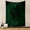 "Black Snake On Green Ornate Background" Patterned Tapestry Decorative Wall Hanging, Home Bedroom Living Room Decor