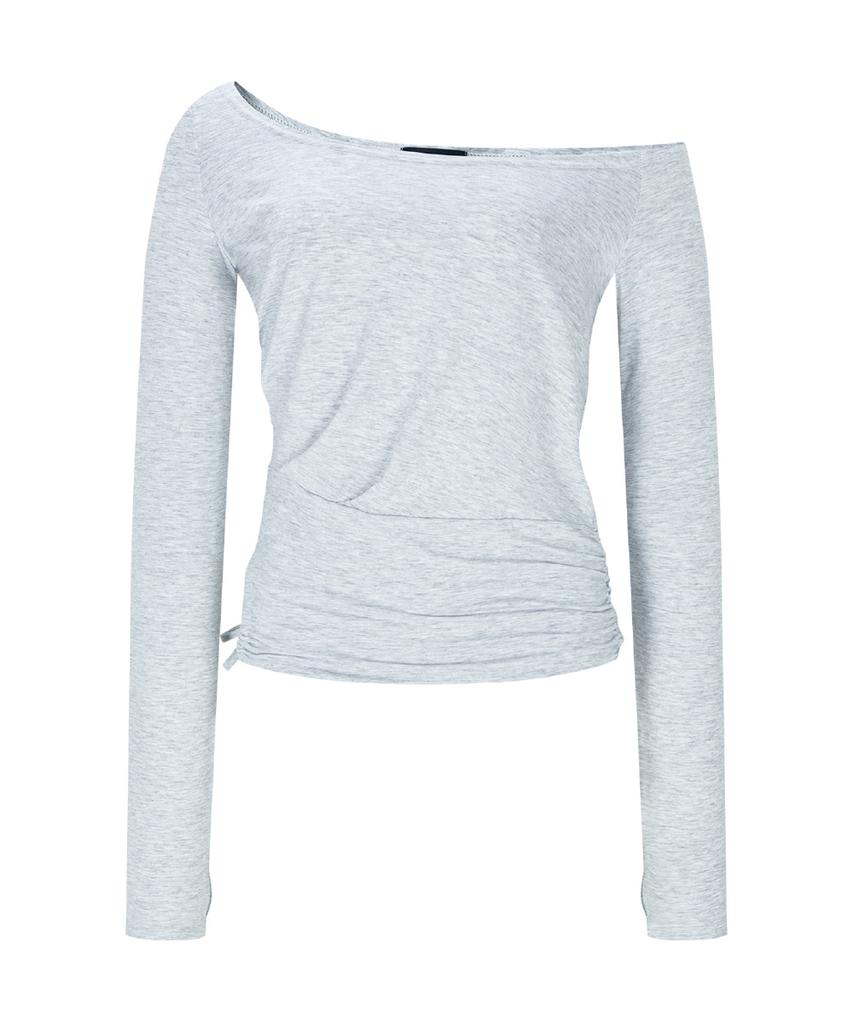 Peullijeunopallou Marcia Unbal Drape Long Sleeve Top (White Melange)