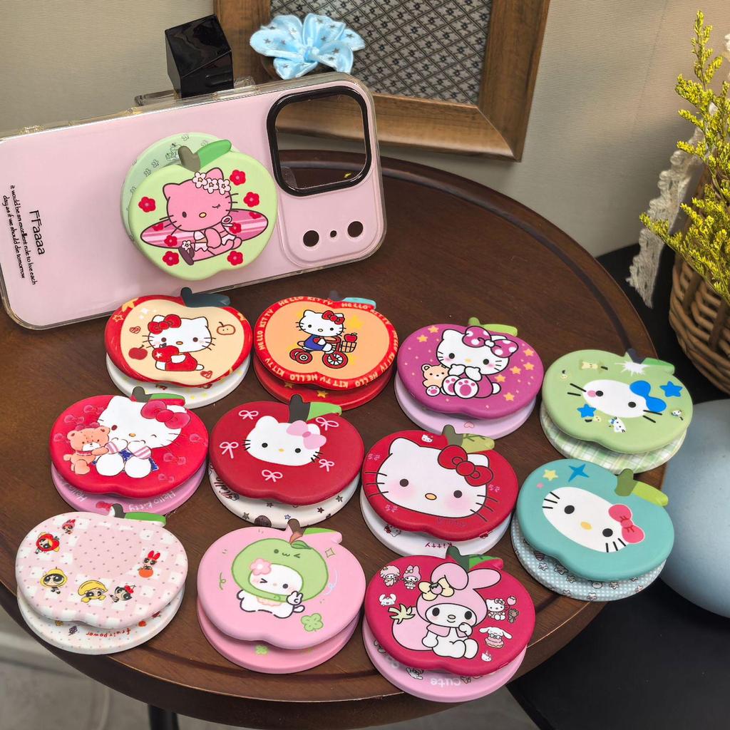 Film-Style Cute Cartoon MagSafe Magnetic Bracket with Strong Adsorption and Retractable Desktop Airbag for Trendy Females