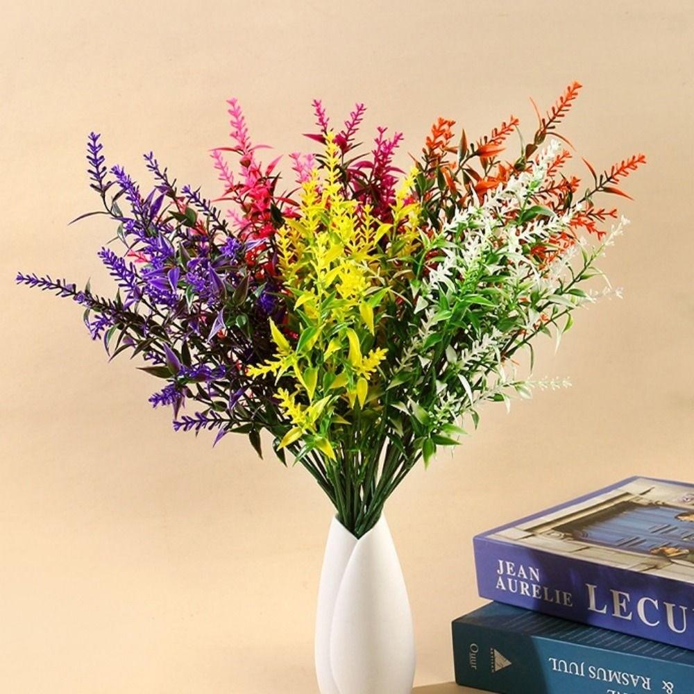5 Bundles 5 Heads Artificial Lavender Flowers 36cm 7 Colors Outdoors Garden Lavender Flowers Outdoor Plants Wedding Decor