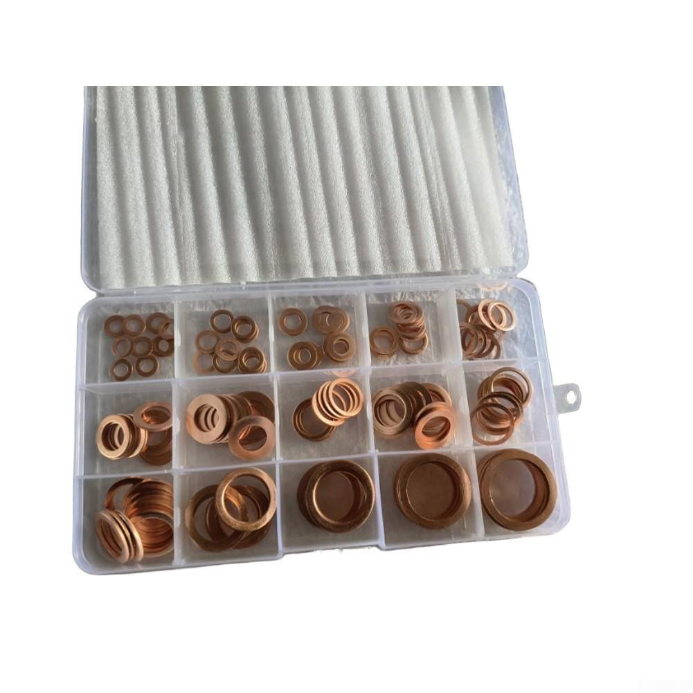 Copper Washer Assortment Flat Ring Seal Kit Electrical Conductivity