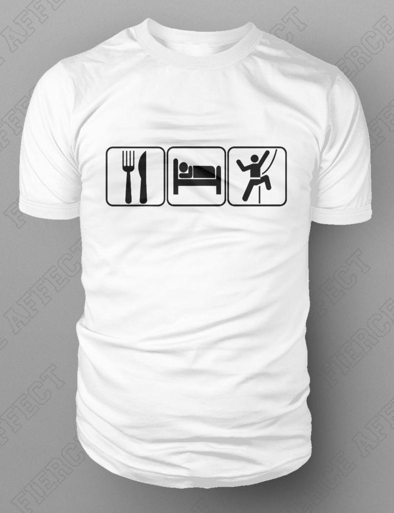 Eat Sleep Climber Rock Mountain Mountaineering Ice Indoor Tshirt Summer Fashion High Quality Printed 100 Cotton European Size