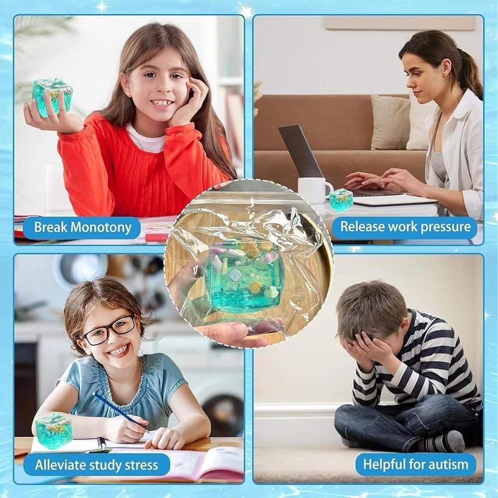 Transparent Ocean Cube Squeeze Toy Slow Rebound Ocean Cube Fidget Toy Pressure Reduce