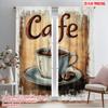2pcs,2D Plane Printing Window Curtain Rustic Frame Polyester Fabric (without Rod) Art Deco Festive Perfect for Living Room,