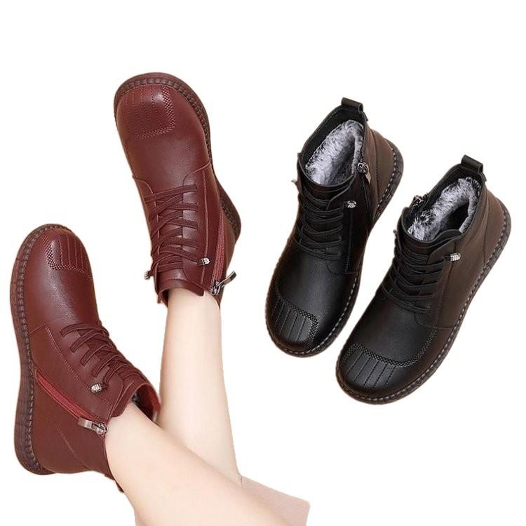 Shoes Winter Velvet Warm Medium and Short Boots Children Non-slip Soft-soled Women's Shoes Flat-soled Elderly