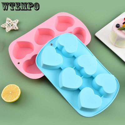 1PC 6 Cavidades Creativo Molde de Silicona para Pan y Pastel con Forma de Amor Color Sólido Simple DIY Jabón Pegamento Artesanías Molde Hecho a Mano