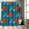 Red Cardinal Fish Pattern Shower Curtain Waterproof Home Decoration Printed Bathroom Curtains Blue