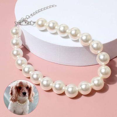 Pet Collar Fashionable Pet Jewelry White Puppy Faux Pearls Collar Necklace for Weddings