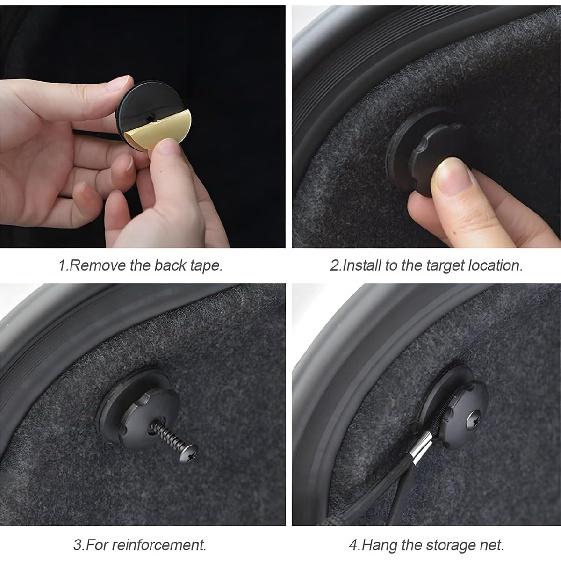 Car Rear Cargo Net, Double-Layer Adjustable Stretchable Elastic Storage Organizer Net, Trunk Cargo Storage Mesh Net With Hooks, Car Interior