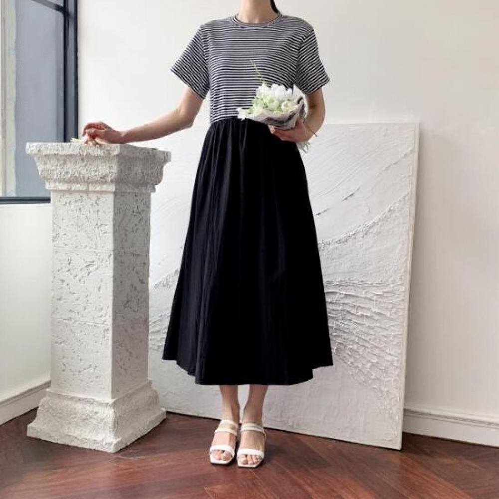 New Arrivals Open Run Nylon Ribbed Tee Dress Round Spring Women