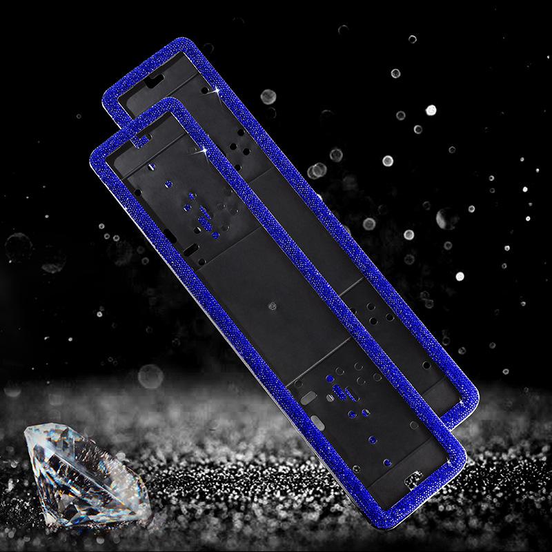2Pcs Diamond Crystal Car Russian License Plate Holder Frame Metal and Plastic Plate Holder Frame Universal Car Accessories