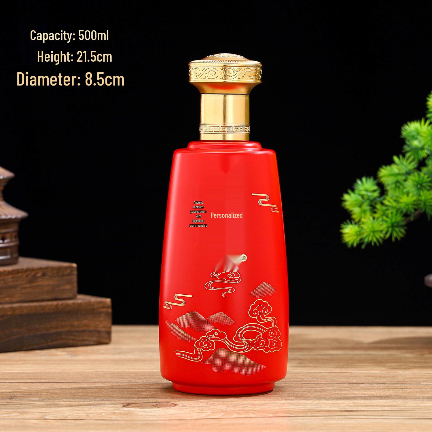 

500ml High-End Sprayed Glass Wine Bottles with Customizable Logo and Gift Box Packaging - Baijiu Empty Bottles