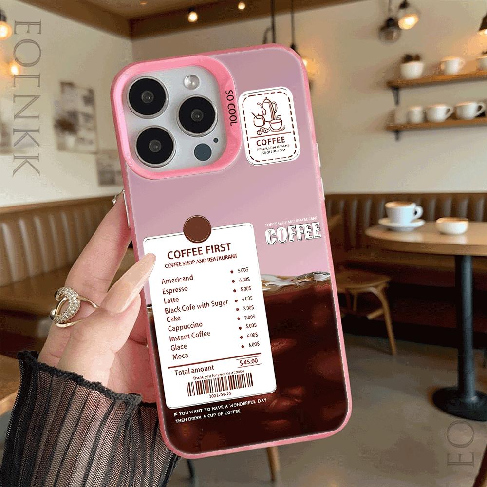 Coffee Shop Menu Receipt Design Hard Phone Case for Xiaomi Redmi Note 15 14 13 12 11 Pro Plus Shockproof Protective Cover