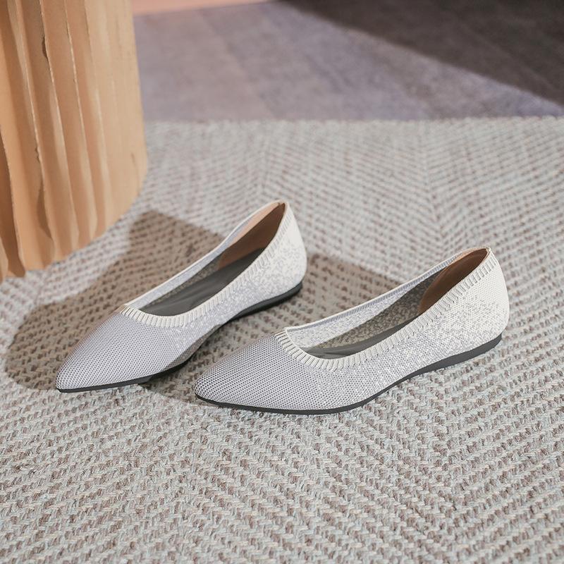 Fashion Stretch Fabric Flats Woman Spring Ballets Shoes Breathable Moccasines Pointed Toe Loafers Female Fly Weaving Leopard Ballerinas