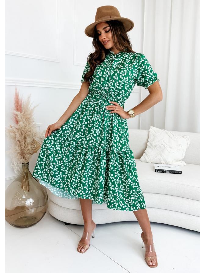 European & American Style Women's Printed Cinched Waist Swing Dress