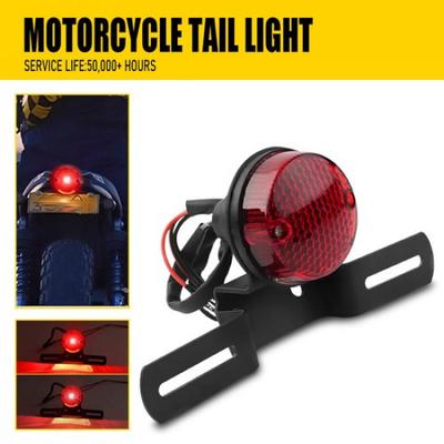For Harley Chopper Bobber Cafe Racer Motorcycle Round LED Brake Tail Light Red