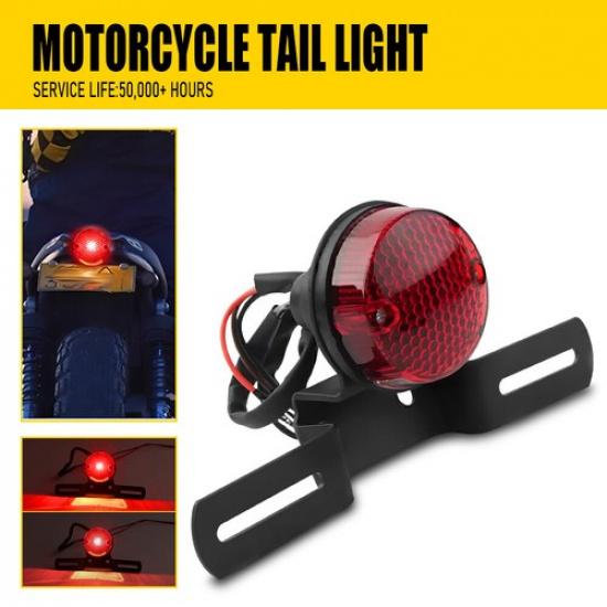 For Harley Chopper Bobber Cafe Racer Motorcycle Round LED Brake Tail Light Red