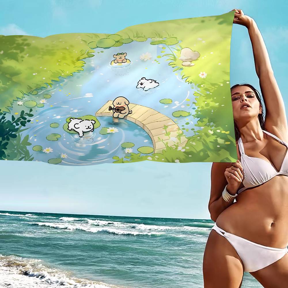 Cute M-Maltese Bath Towel Microfiber Soft Water Absorbing Breathable For Girl Kids Decorative Cartoon Beach Towel