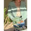 Navy Collar Zipper Sweater Jacket Female Early Spring Lazy Wind Loose Thin Knitted Cardigan Comfortable Versatile and Fashionable