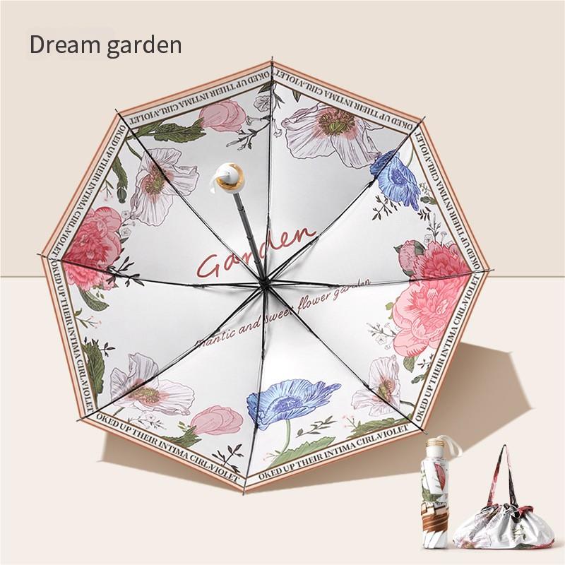 8 Spiler Trefoldig Håndåpnet Vinyl Dobbeltlags Paraply Parasoll Håndåpnet Paraply Regn