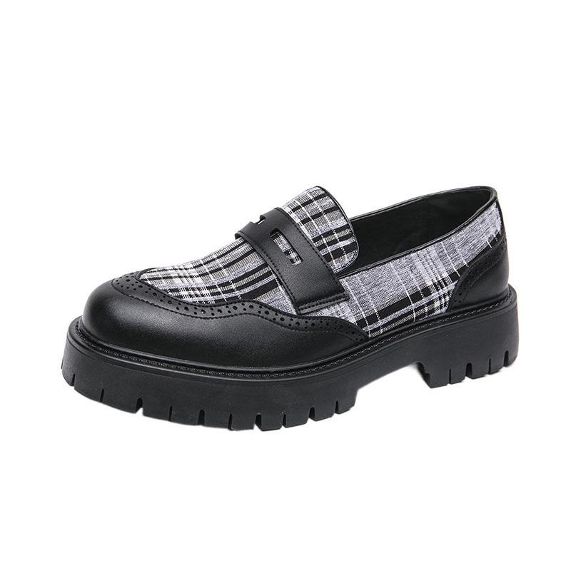 Herren-Farbblock-Slipper mit dicken Sohlen - Lässige Lederschuhe für Frühling und Herbst