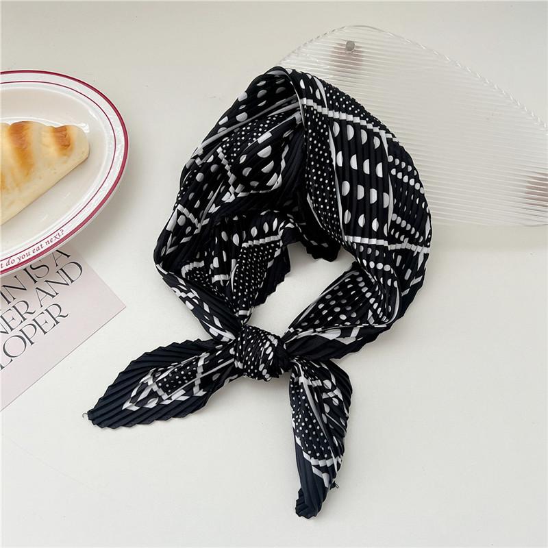 70cm Crumpled Scarf Kerchief Print Square Scarves Women DIY Hair Band Ribbon Headscarf Bandanas Headband Neck Wraps Neckerchief