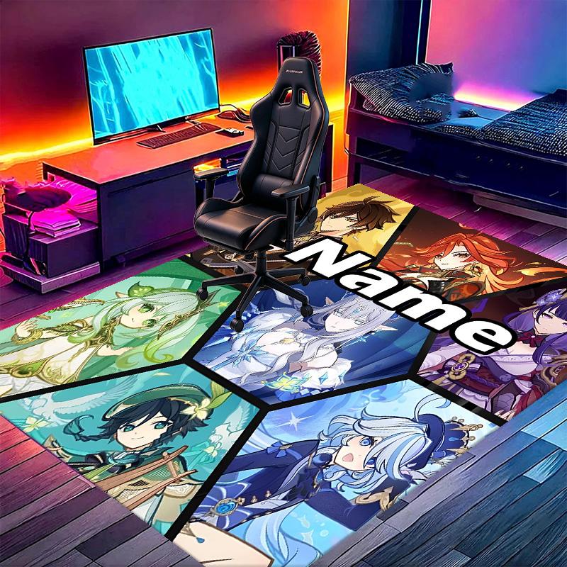 Custom Name Personalized Genshin Impact Print Carpet, Versatile Home Decor Rug, for Playroom, Apartment, Balcony, Entryway, Hallway Gift