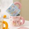 Cartoon Cup with Lid Cute Butter Bear Ceramic Mug with Lid with Spoon Ceramic Cup Water Cup Female Souvenir
