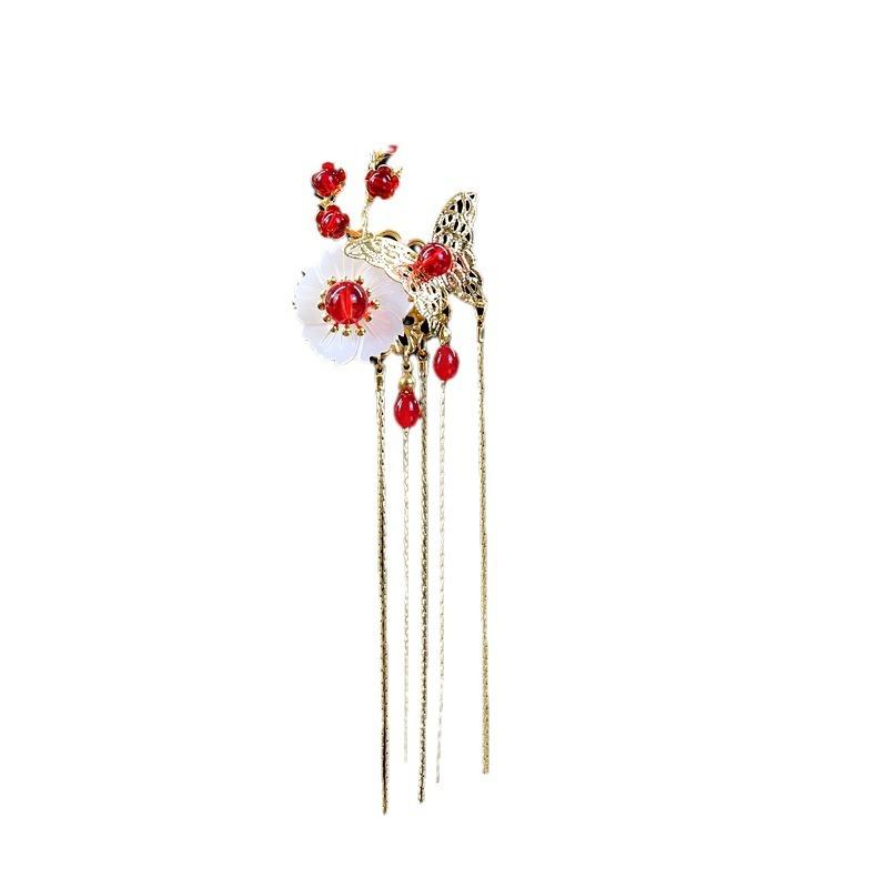 Handmade Retro Fairy Long Fringed Hairpin, Step Hairpin, Women's Ancient Costume Disc Hair Hairpin, Ancient Hanfu Headgear Accessories