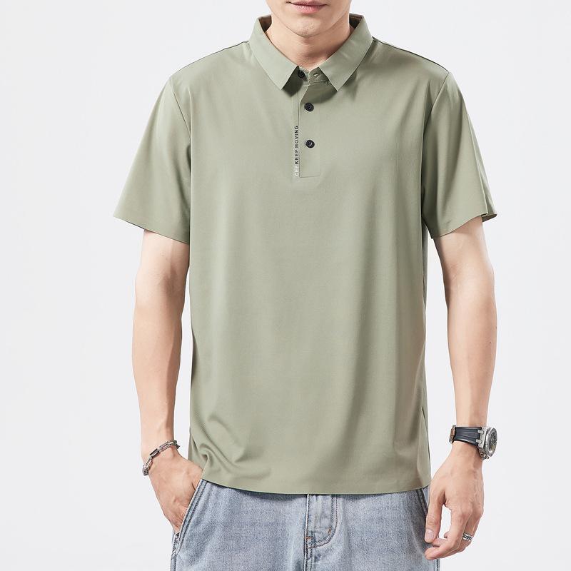 Ice Silk Summer Men's Short-sleeved Shirt, Collar, Lapel, Polo Shirt, Men's Casual Cool and Fashionable Versatile T-shirt Top