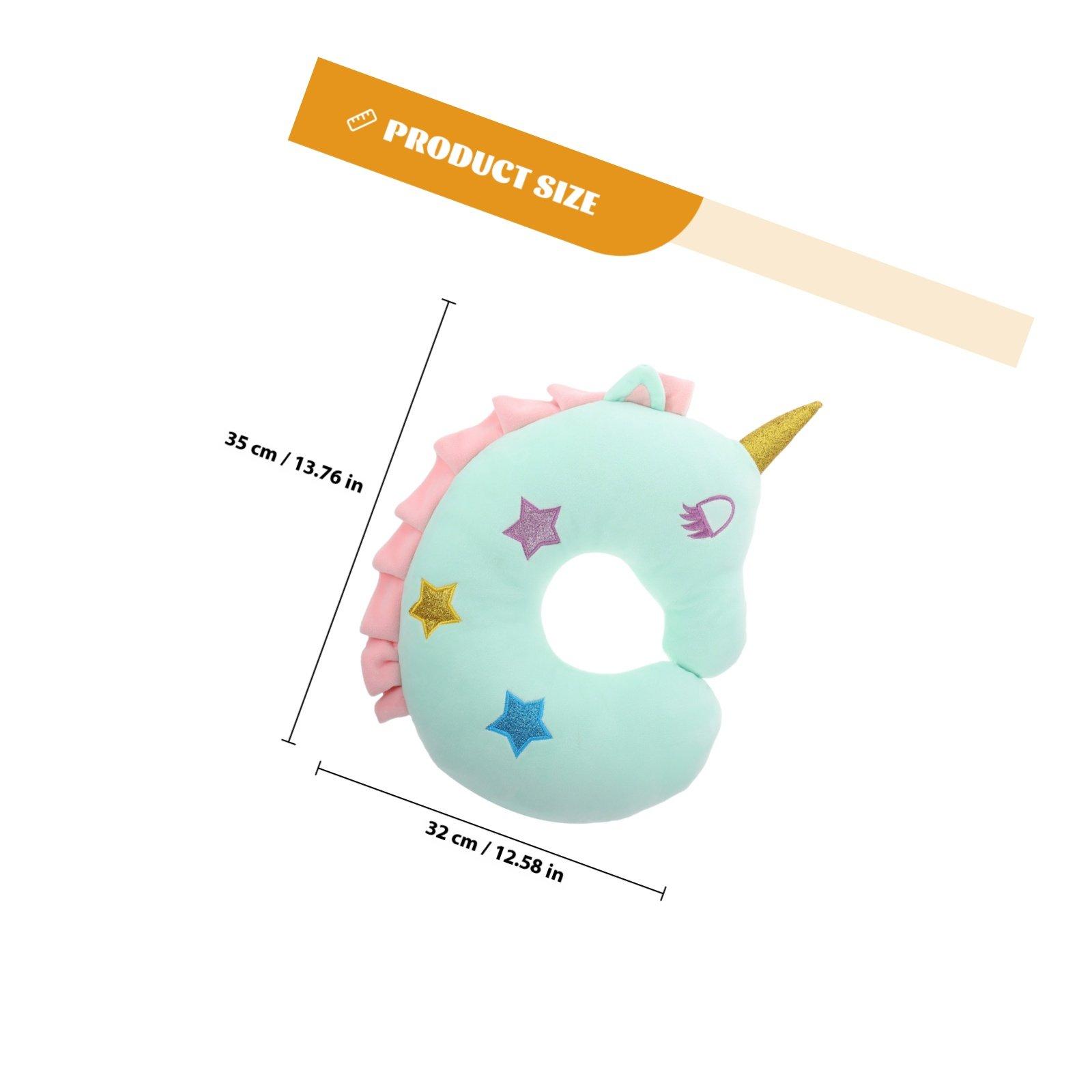 Comfortable U Shaped Neck Pillow Lovely Unicorn Pattern Ideal for Travel Car Office Desk Use Supportive Sleeping Aid светло-зеленый