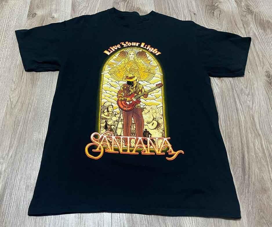 Vtg Santanaaaa Band Live In Tour Cotton Black All Size T Shirt For Men UR134 Unisex T-Shirt XL