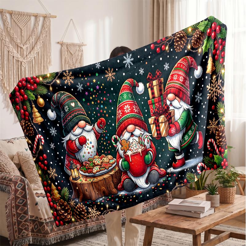 Christmas Flannel Throw Blanket Soft Warm Cozy For Sofa Bed Indoor Home Use Great Holiday Gift