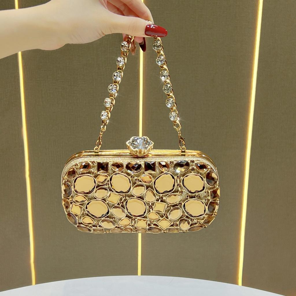 Evening Party Handbag, Slim Luxury Chain Bag, Evening Party Dress Bag, Diamond-encrusted Evening Bag
