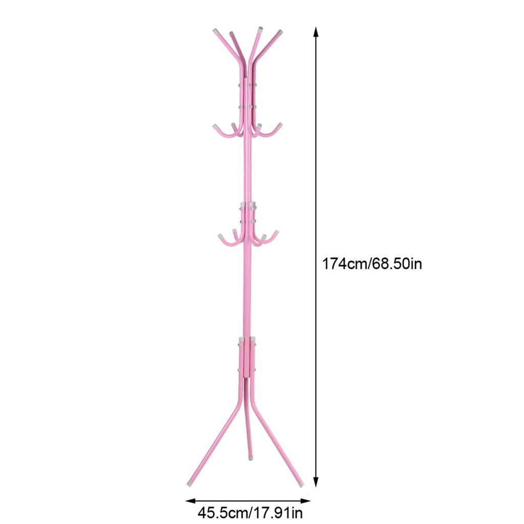 Garderobenständer aus Metall mit mehreren Haken, Kleiderständer, Kleidersack, Kleiderbügel, Organizer für Zuhause und Schlafzimmer (Rosa)