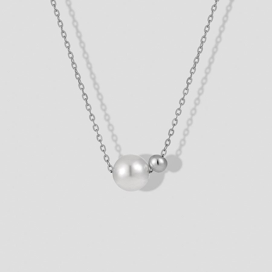 

Minimalist Geometric Pearl Necklace - Stainless Steel Clavicle Chain for Women