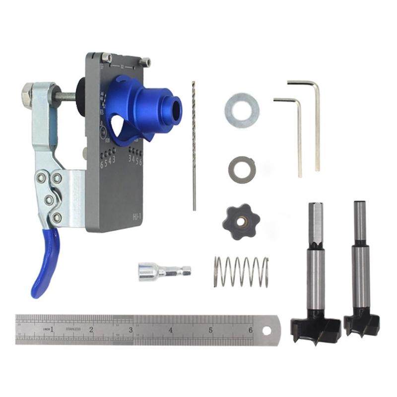Carpentry Hole Drilling Guide Locator 35mm Hinge Boring Jig with Fixture Aluminum Hole Opener Template Door Cabinets
