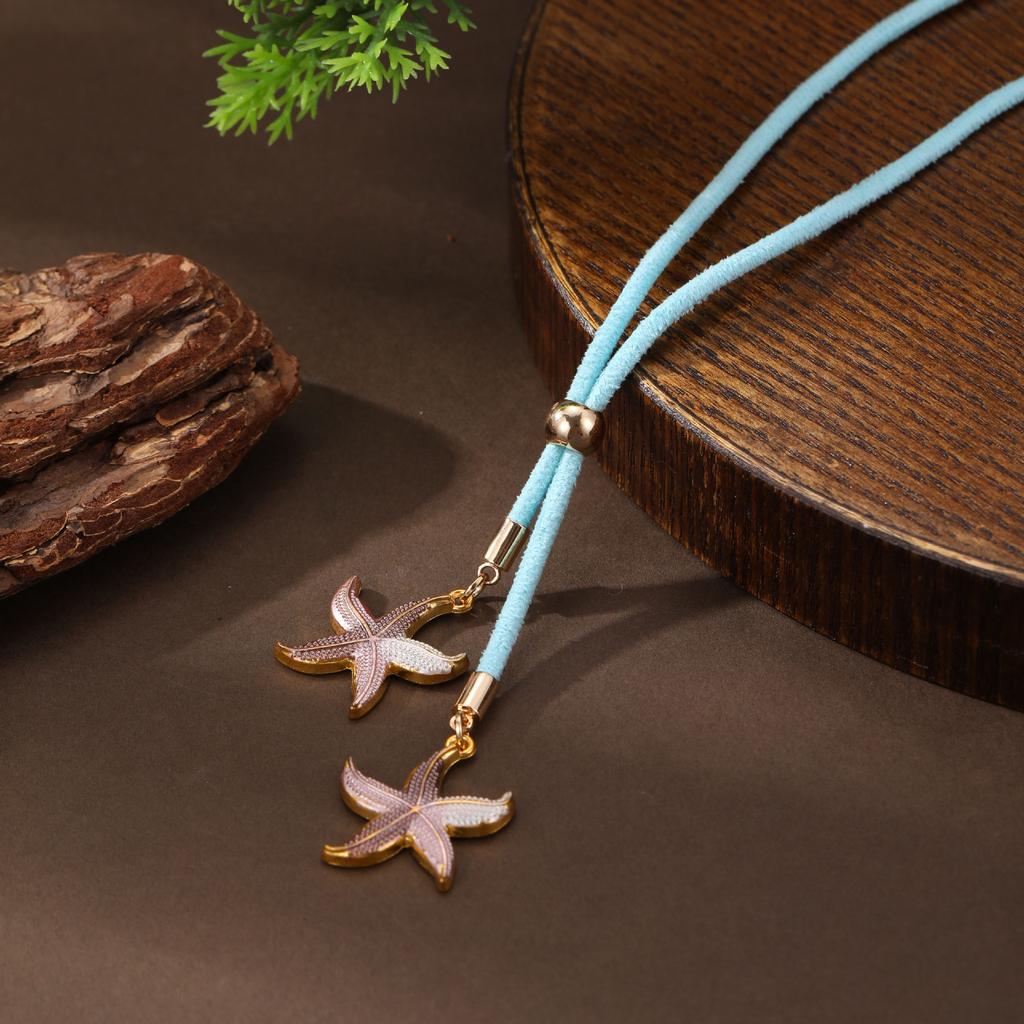 New enamel geometric starfish velvet long pendant for women's simple and versatile starfish long necklace