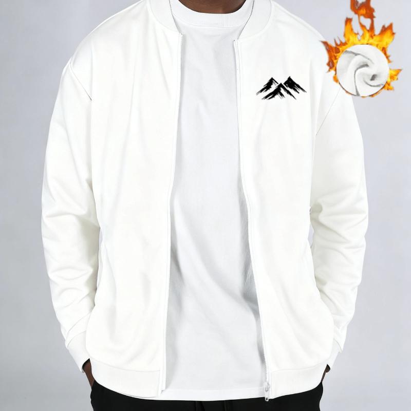 Rose Print Fleece-Lined  Bomber Jacket, Windproof Durable Warm, Casual Versatile Coat