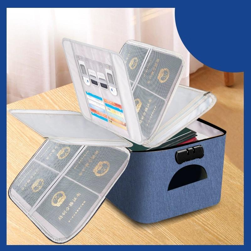 

Бытовой многослойный ящик для хранения документов для сертификатов, паспортов, карточек, многофункциональная сумка для хранения файлов для семьи Five-Layer [With Lock] темно-синий