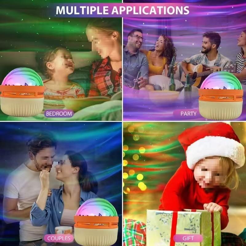 Nordlys Stjernehimmel Projeksjonslys Soverom Rennende vann Ripple Omgivelseslys Aurora Romantisk Kreativ Fjernkontroll Nattlys
