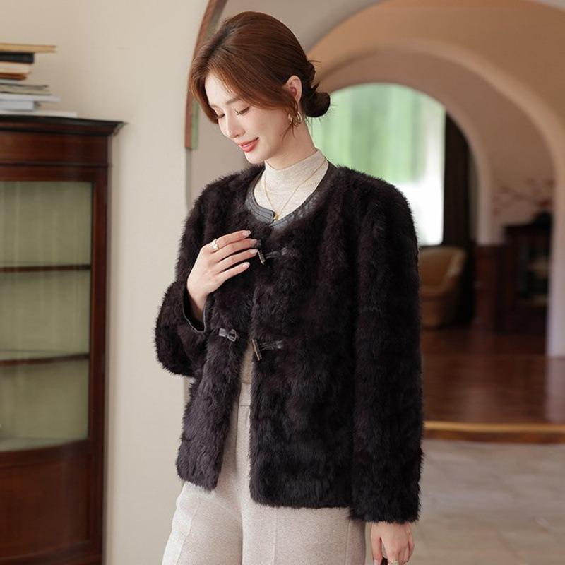 High-end Autumn and Winter Clothing Short Imitation Mink Velvet Jacket Women's Winter Clothing Thickened Thermal Top