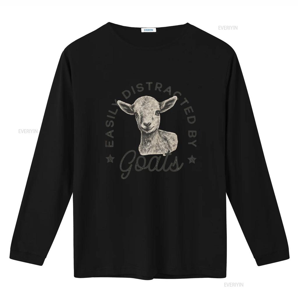 Easily Distracted By Goats T Shirt Cute Farm Animal Lover  vintage Washed Comfortable designer clothes Stylish homme Versatile
