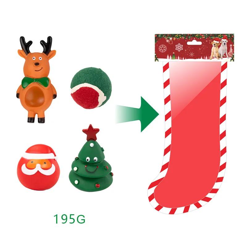 New Christmas Socks Pet Toy Set Decorative Gift Santa Claus Deer Cat Dog Fun Sound Toys Interactive Ball Stick Puppy Plaything
