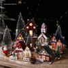 Creative Christmas Tree Decor: Wooden House Ornaments & Family Pendants