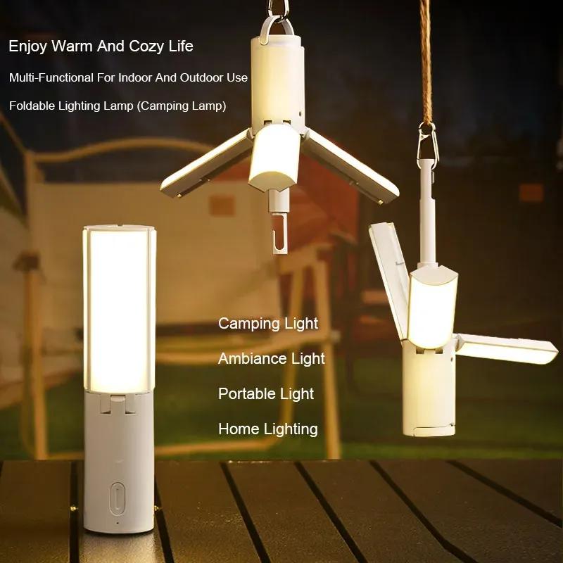Outdoor Multifunctional Folding Camping Lamp Tent Atmosphere Lamp Handheld Hanging Lamp Portable Lighting Lamp