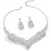 Vintage Alloy Necklace Earrings Set Shiny Crystal Exaggerated Design Premium Clavicle Chain Women