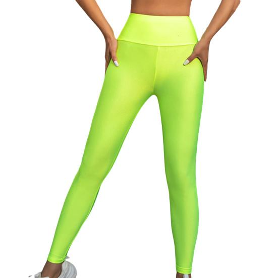 High Elasticity Women Leggings Slim Fit Solid Color Glossy High Waist Yoga Pants Spring Autumn Active Wear