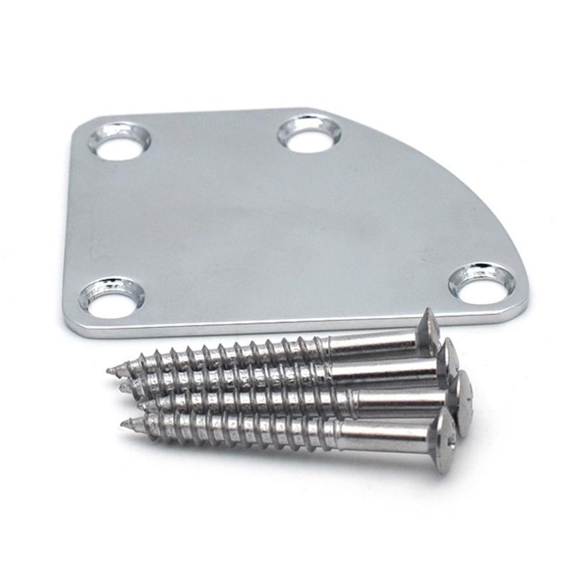 Guitar Replacement Kit 4 Hole Neck Plate Joint Back Mounting Plate with 4 Screws
