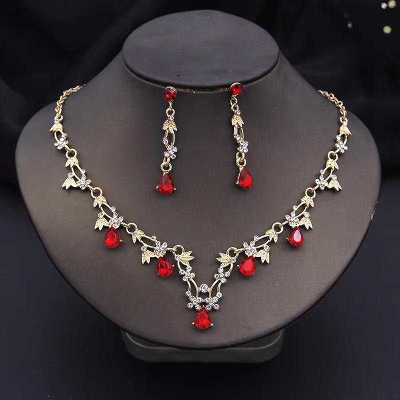 1 Set Of Fashionable Copper Inlaid Claw Chain Necklace, Earrings, Zircon Set, Women's Wedding Banquet Party Daily Necessities